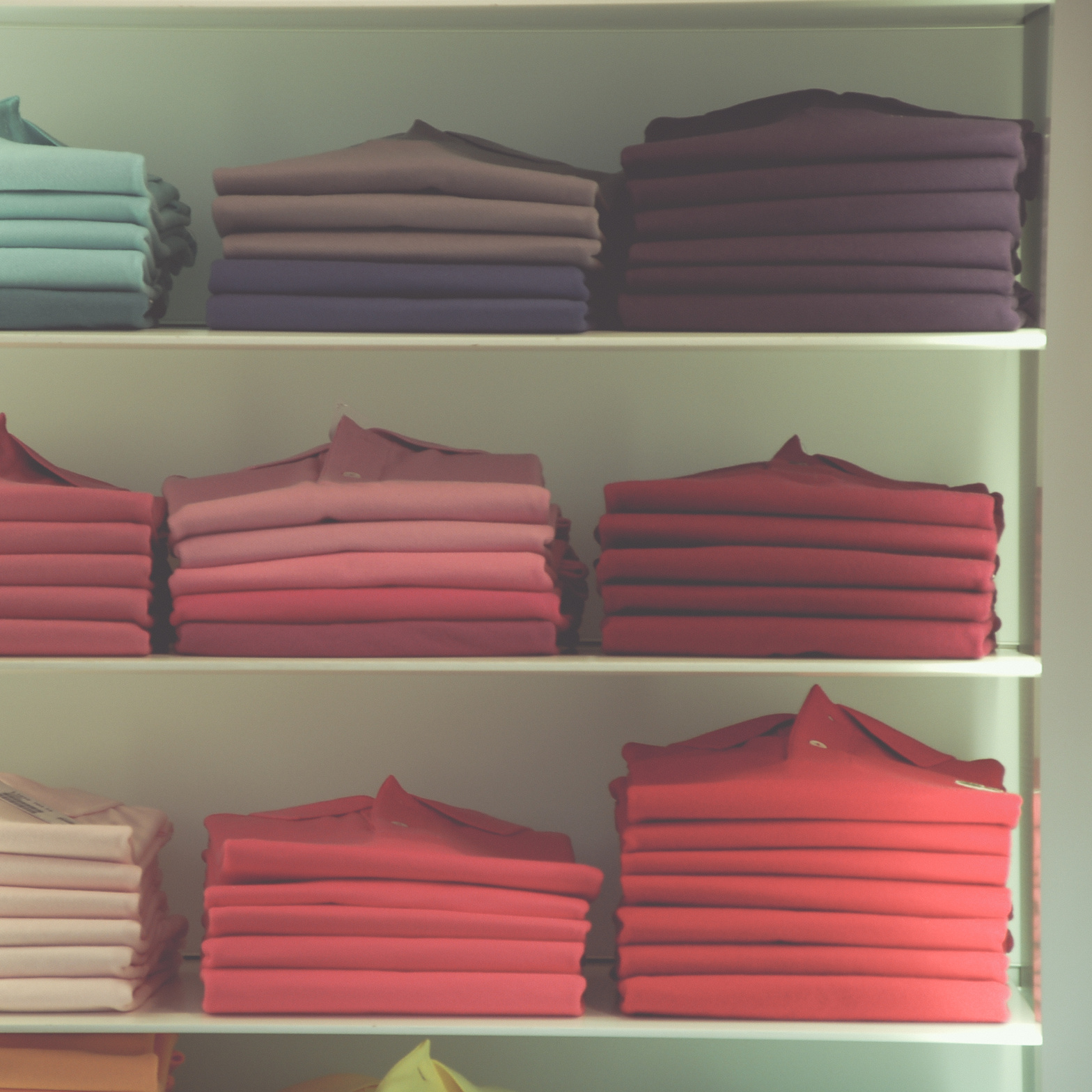 T-shirts in a shelf